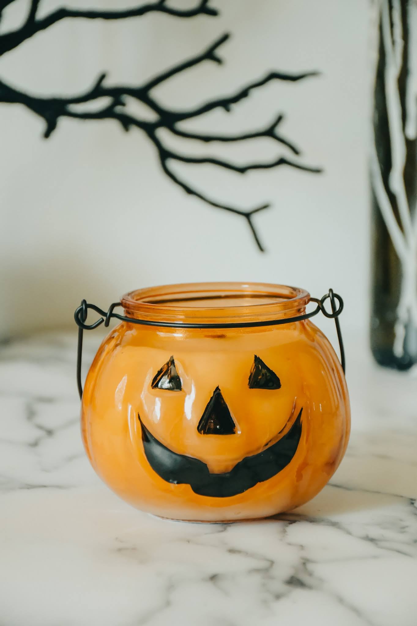 Pumpkin Shaped Glass Lantern Candle