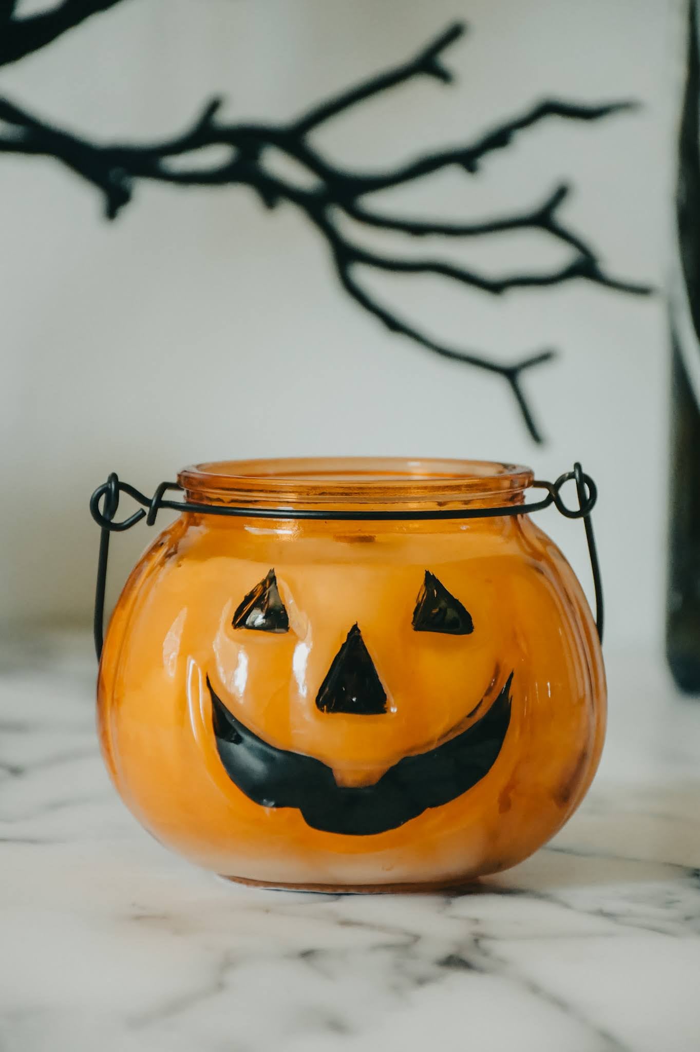 Pumpkin Shaped Glass Lantern Candle