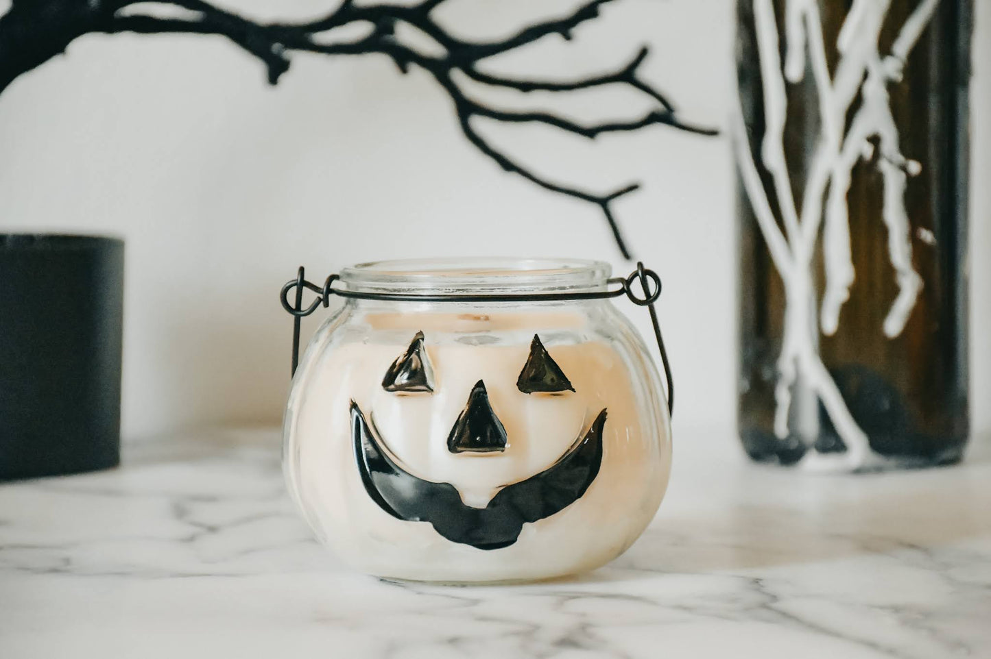 Pumpkin Shaped Glass Lantern Candle