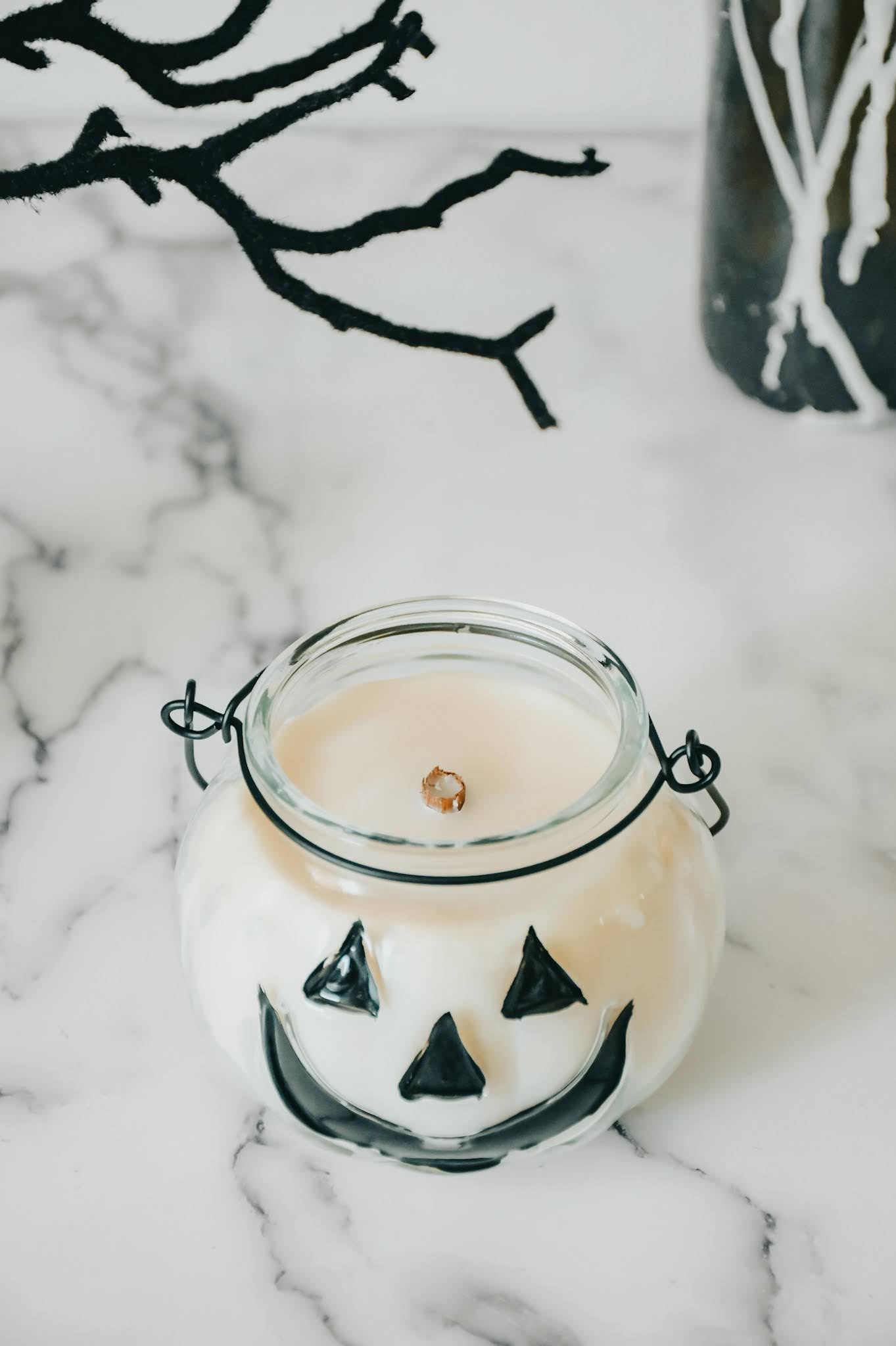 Pumpkin Shaped Glass Lantern Candle