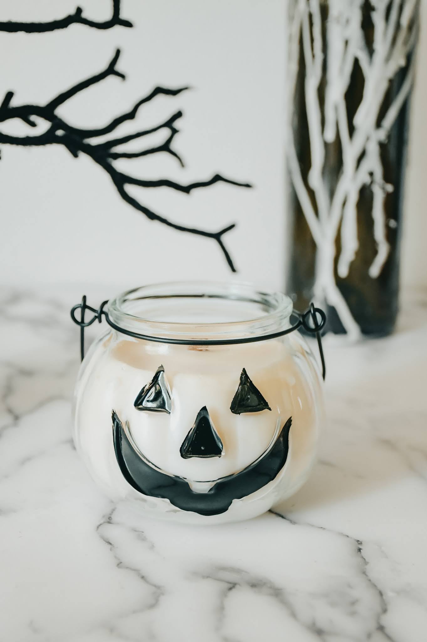 Pumpkin Shaped Glass Lantern Candle