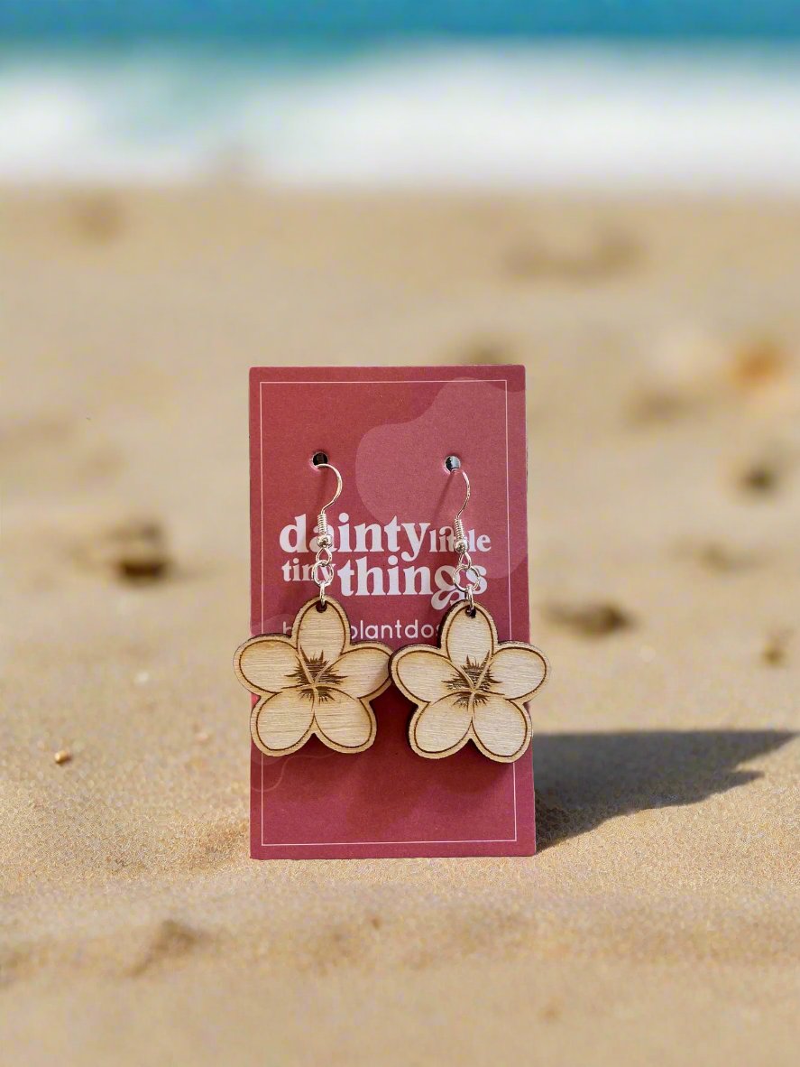 Plumeria Wooden Diffuser Earrings