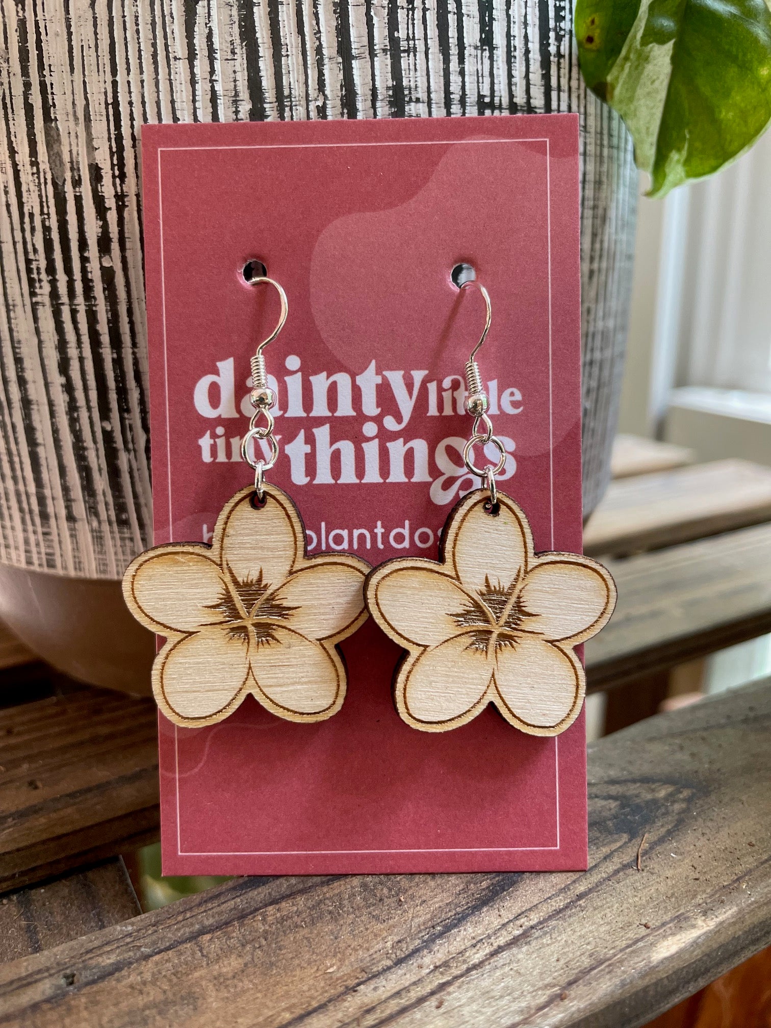 Plumeria Wooden Diffuser Earrings