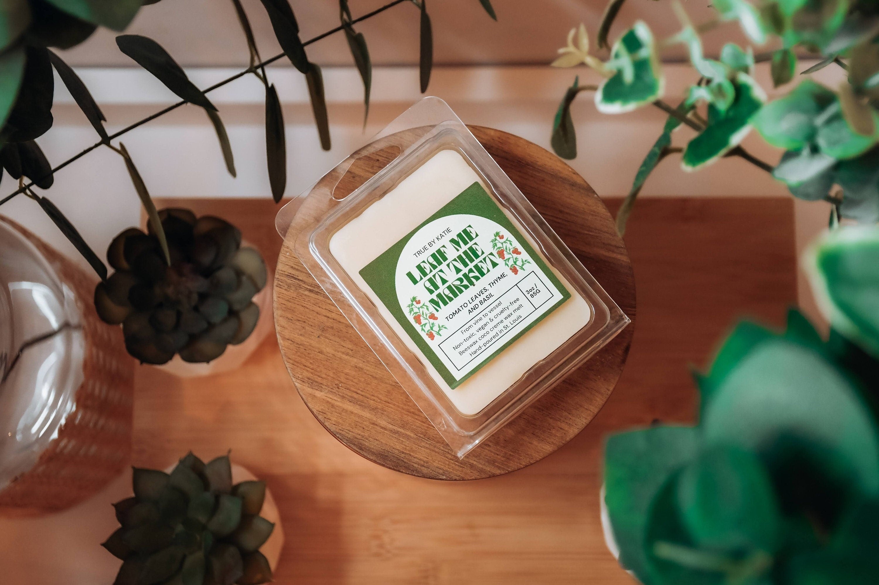 Leaf Me at the Market | Beeswax Wax Melt | Non-Toxic Scented Wax Melt | Tomato Basil Scent