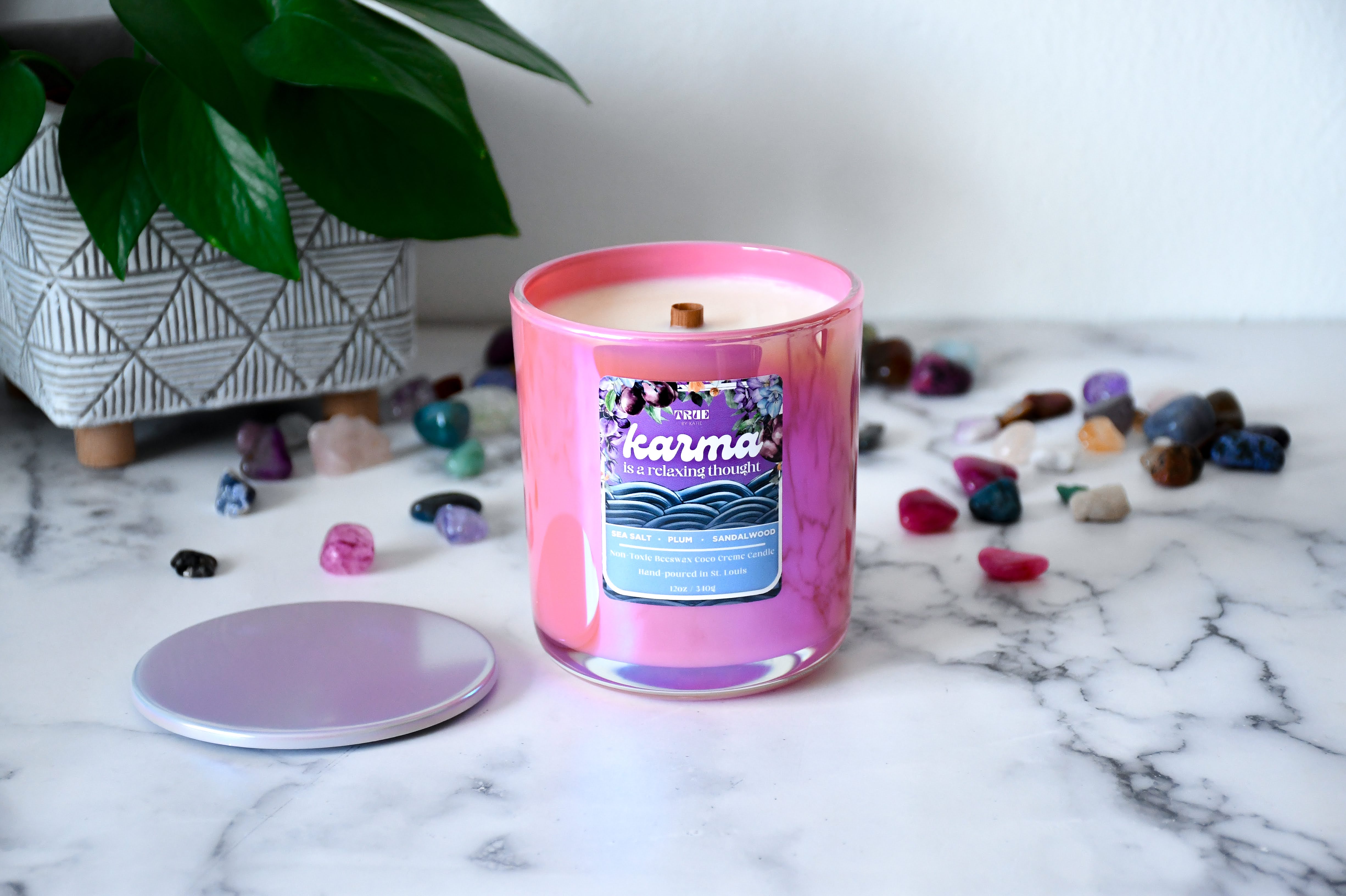 Karma is a Relaxing Thought Refillable Candle NEW Color Available