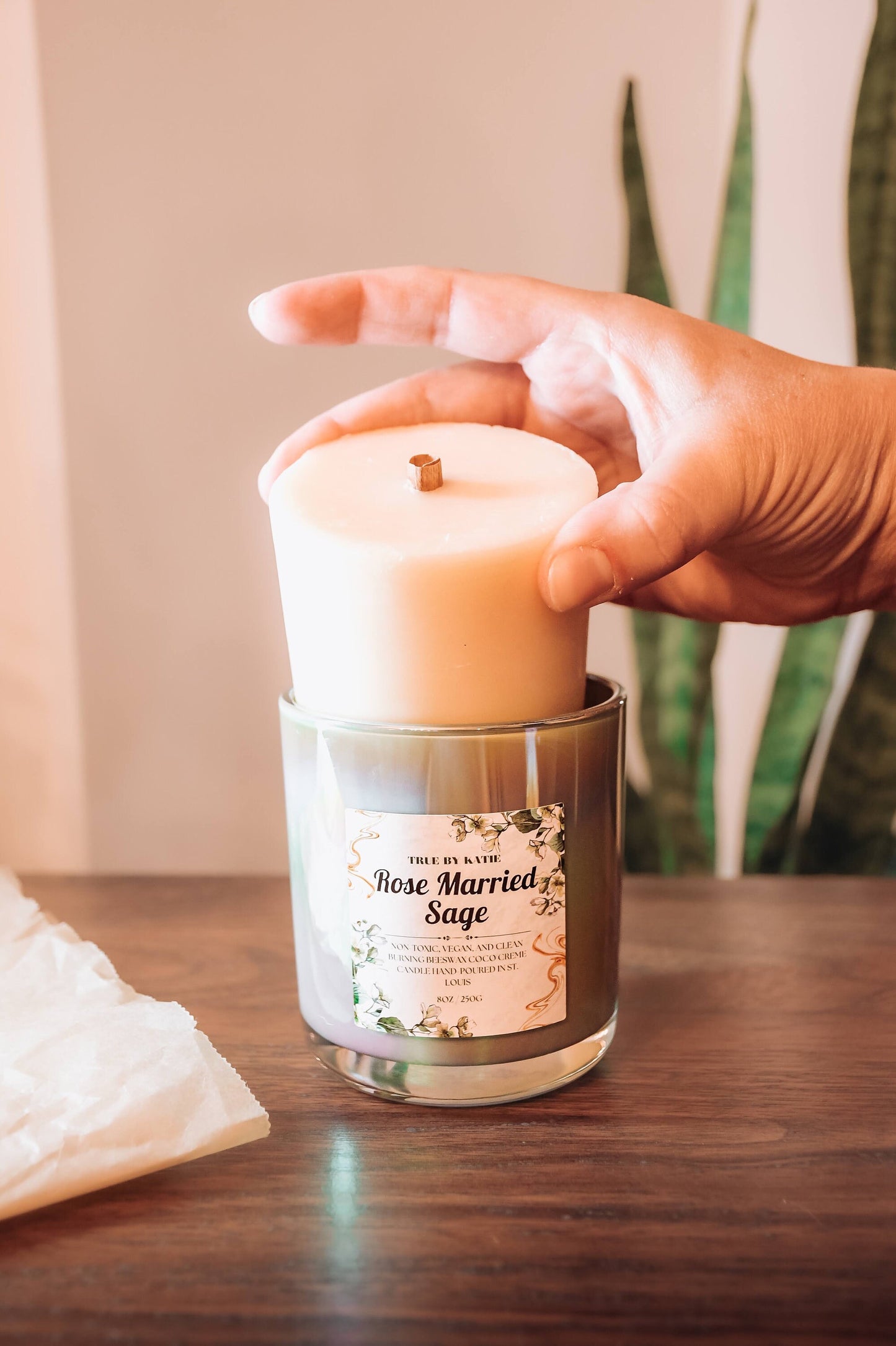 8oz Refill | Beeswax Candle Refill | Wood Wick | Non-Toxic Scented Candle Insert | Pick your scent